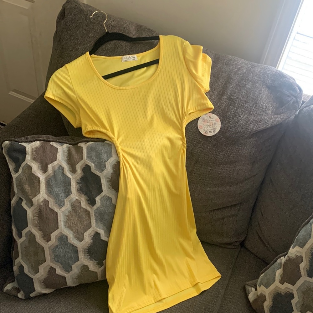 Cut Out Midi Dress - Yellow